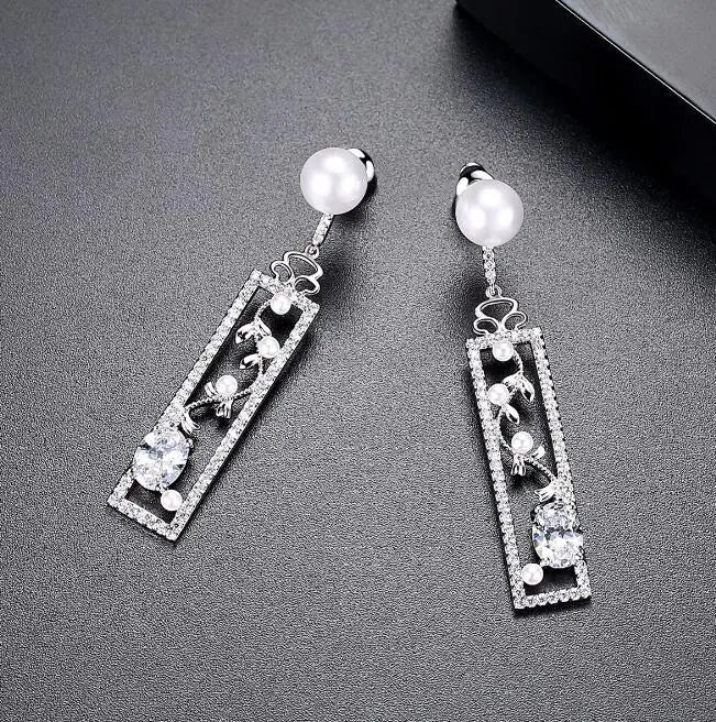 Pearl Earrings, Opal Earrings, Creative Long Earrings