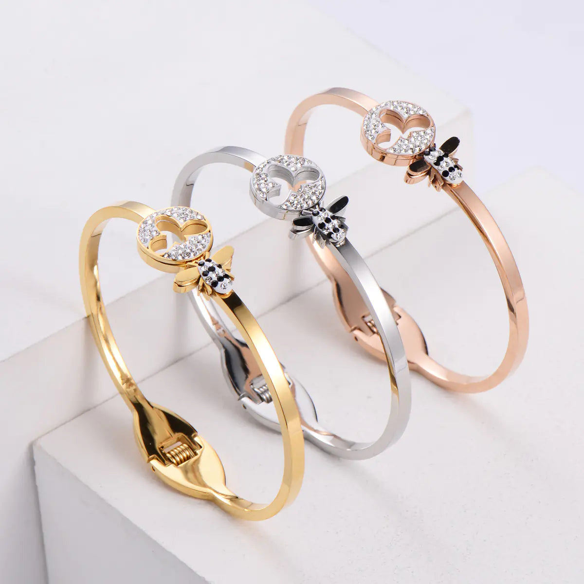 Simple Bee Rhinestone Bracelet for Women