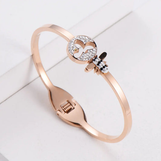 Simple Bee Rhinestone Bracelet for Women